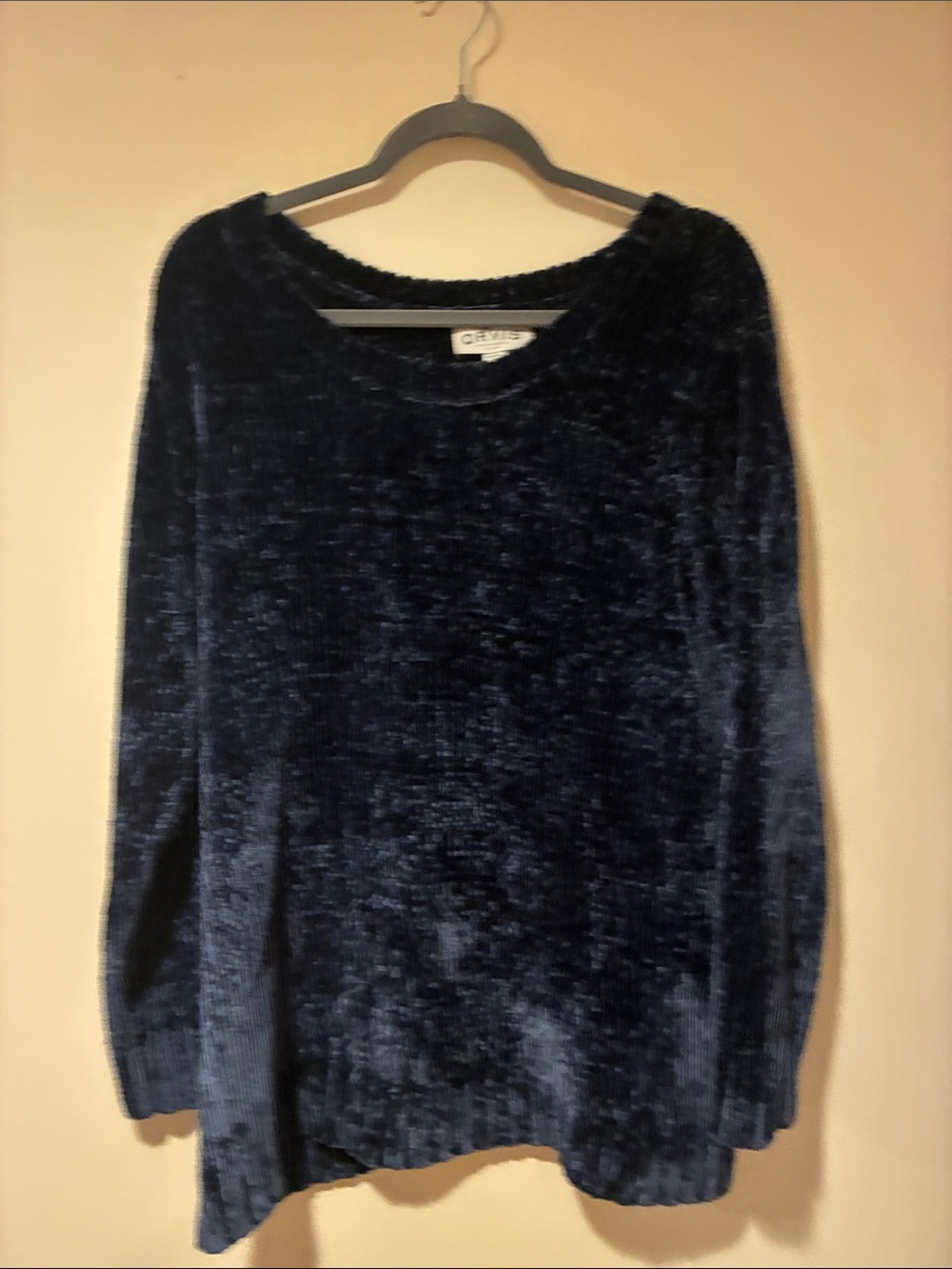 Orvis Navy Velvet-Feel Crewneck Sweater Sz XL